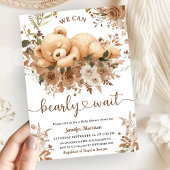 We Can Bearly Wait Brown Bear Cub Baby Shower Kaart