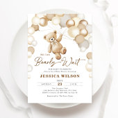 We Can Bearly Wait Brown Teddy Bear Baby Shower Kaart