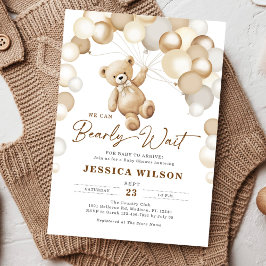 We Can Bearly Wait Brown Teddy Bear Baby Shower Kaart