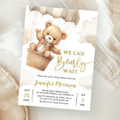 We Can Bearly Wait Brown Teddy Bear Baby Shower Kaart