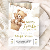 We Can Bearly Wait Brown Teddy Bear Baby Shower Kaart