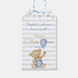 We Can Bearly Wait Cadeautag – Baby Boy Shower Fav Cadeaulabel