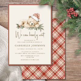 We Can Bearly Wait Christmas Baby Shower Kaart