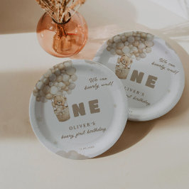 We Can Bearly Wait Crème Ballonnen 1e Verjaardag Papieren Bordje