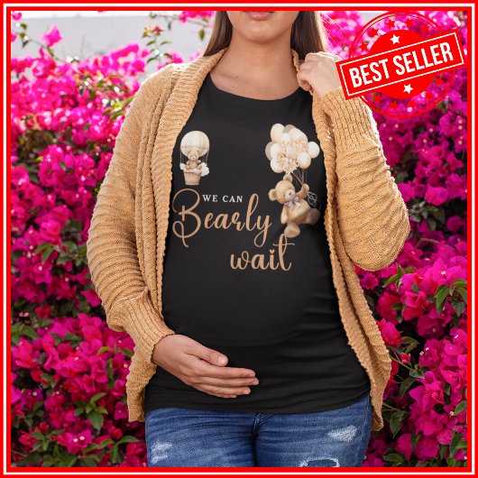 We Can Bearly Wait Cub Brown Baby Shower Tri-Blend Shirt