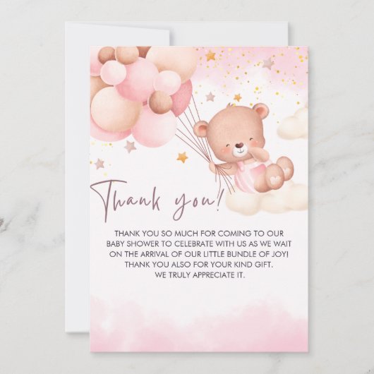 We Can Bearly Wait Cute Bear Baby Shower Bedankkaart (Voorkant)