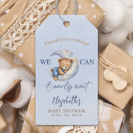 We can Bearly wait - Cute Bear Baby shower boy Cadeaulabel