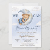 We can Bearly wait - Cute Bear Baby shower boy Kaart (Voorkant)