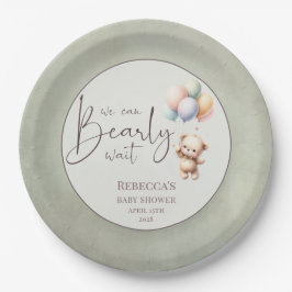 We can bearly wait cute bear balloon baby shower papieren bordje