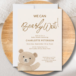 We Can Bearly Wait Cute Beer Babyshower Kaart