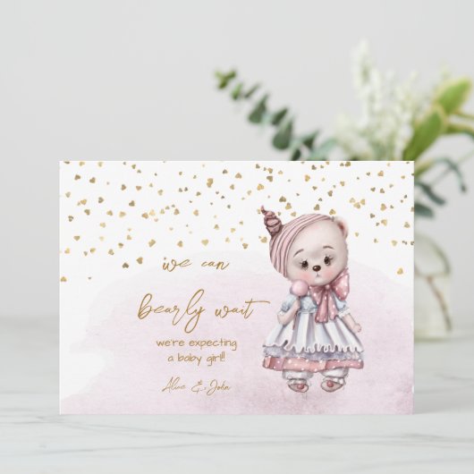 We Can Bearly Wait Cute Stuffed Animal Pregnancy Aankondiging (Staand voorkant)