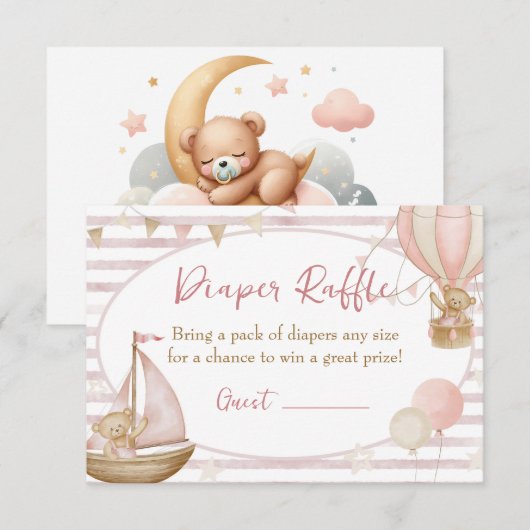 We Can Bearly Wait Diaper Raffle Card Informatiekaartje (Voorkant / Achterkant)