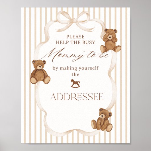 We Can Bearly Wait Elegant Baby Shower addressee Poster (Voorkant)