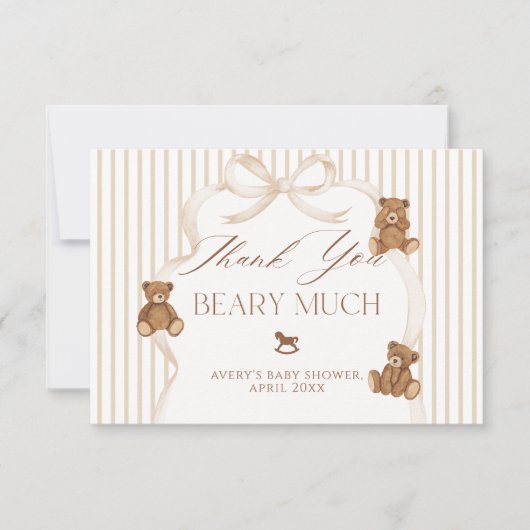 We Can Bearly Wait Elegant Baby Shower Bedankkaart (Voorkant)