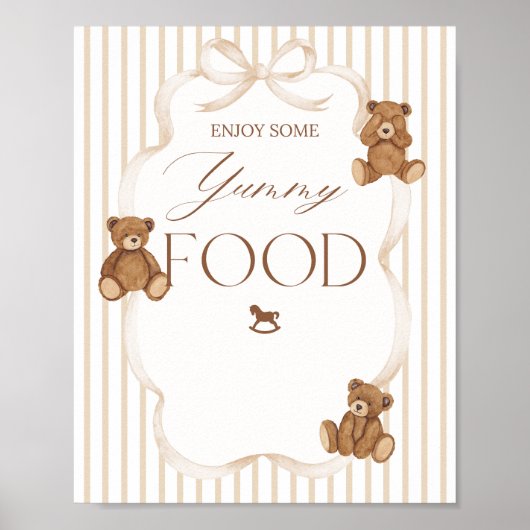 We Can Bearly Wait Elegant Baby Shower food Poster (Voorkant)