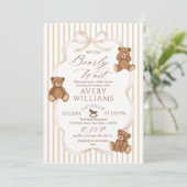 We Can Bearly Wait Elegant Baby Shower Kaart (Staand voorkant)