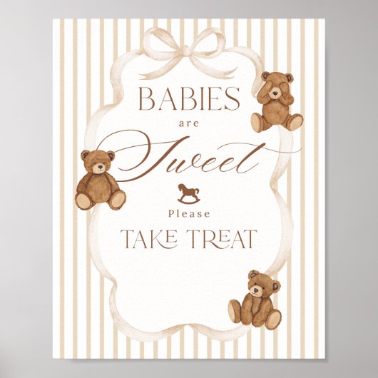 We Can Bearly Wait Elegant Baby Shower sweet bar Poster (Voorkant)