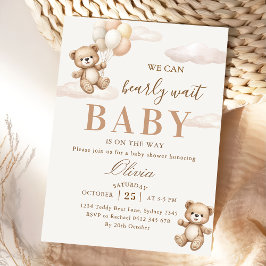 We Can Bearly Wait Elegant Teddy Baby Shower Kaart
