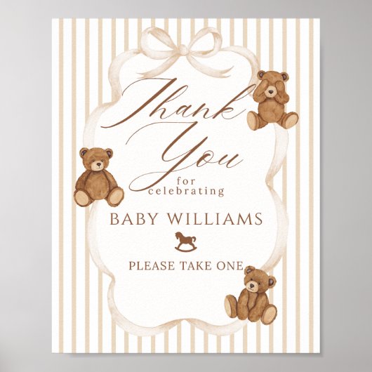 We Can Bearly Wait Elegante Baby Shower Favorieten Poster (Voorkant)
