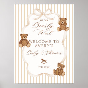 We Can Bearly Wait Elegante Baby Shower Poster