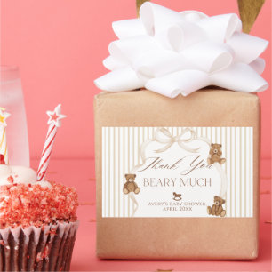 We Can Bearly Wait Elegante Baby Shower Rechthoekige Sticker
