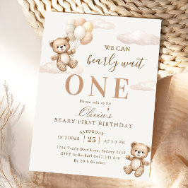 We Can Bearly Wait Elegante Teddy Verjaardag Kaart