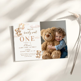 We Can Bearly Wait Elegante Teddy Verjaardagsfoto Kaart