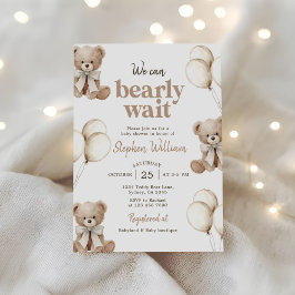 We Can Bearly Wait Elegante Teddybeer Baby Shower Kaart