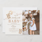We Can Bearly Wait Elegante Teddybeer Babyshower F Kaart (Voorkant)