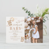 We Can Bearly Wait Elegante Teddybeer Babyshower F Kaart (Staand voorkant)