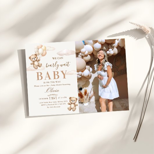 We Can Bearly Wait Elegante Teddybeer Babyshower F Kaart