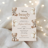 We Can Bearly Wait Elegante Teddybeer Babyshower Kaart