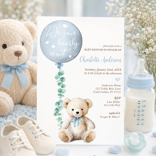 We Can Bearly Wait Eucalyptushond Babyborrel Kaart