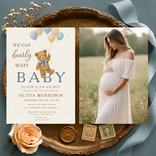 We Can Bearly Wait Foto Baby Shower Kaart