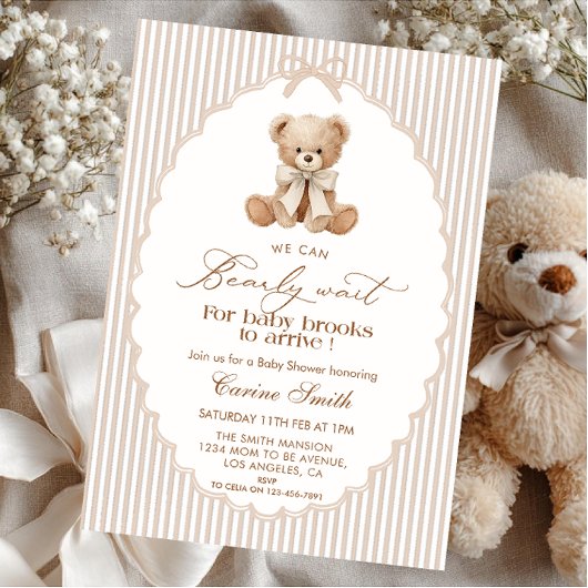 We Can Bearly Wait Gender Neutral Baby Shower Kaart