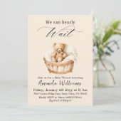 We Can Bearly Wait Gender Neutral Bear Baby Shower Kaart (Staand voorkant)