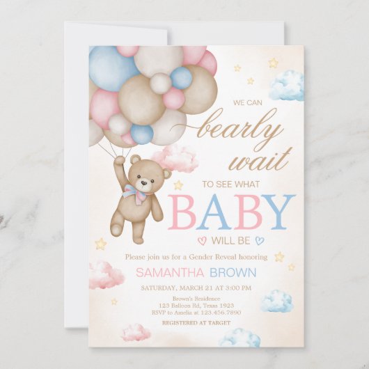 We Can Bearly Wait Gender Reveal  Kaart (Voorkant)