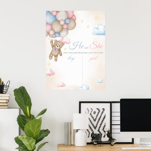 We Can Bearly Wait Gender Reveal Sign Poster (Thuiskantoor)