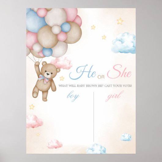 We Can Bearly Wait Gender Reveal Sign Poster (Voorkant)