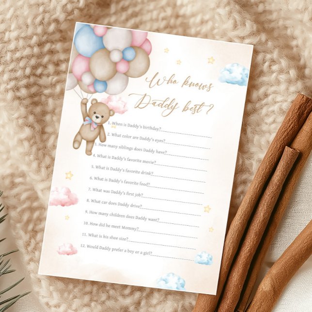 We Can Bearly Wait Gender Reveal Who knows Game (Bear Gender Reveal Game)