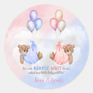 We Can Bearly Wait Geslacht Onthulling Beren Roze  Ronde Sticker