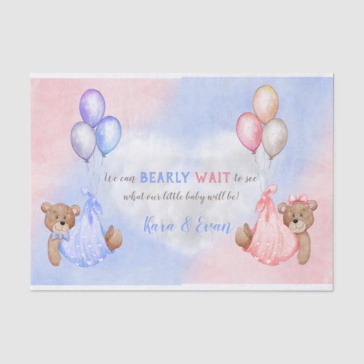 We Can Bearly Wait Geslacht Onthulling Beren Roze Tissuepapier (Voorkant)