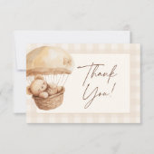 We Can Bearly Wait Gingham Teddy Bear Baby Shower Bedankkaart (Voorkant)