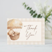 We Can Bearly Wait Gingham Teddy Bear Baby Shower Bedankkaart (Staand voorkant)