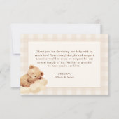 We Can Bearly Wait Gingham Teddy Bear Baby Shower Bedankkaart (Achterkant)