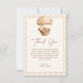 We Can Bearly Wait Gingham Teddy Bear Baby Shower Bedankkaart (Voorkant)