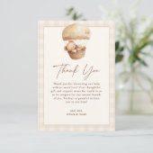 We Can Bearly Wait Gingham Teddy Bear Baby Shower Bedankkaart (Staand voorkant)