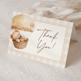 We Can Bearly Wait Gingham Teddy Bear Baby Shower  Bedankkaart