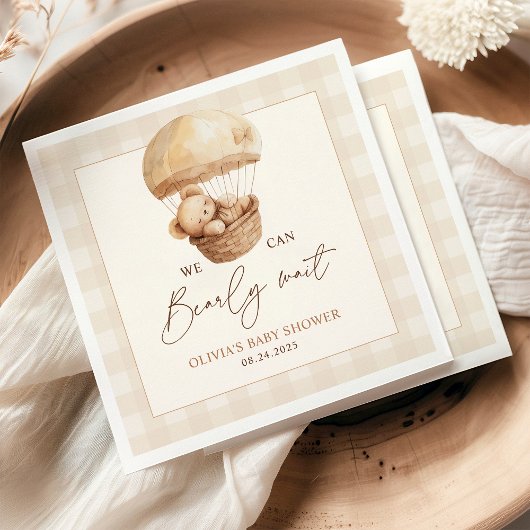 We Can Bearly Wait Gingham Teddy Bear Baby Shower  Servet