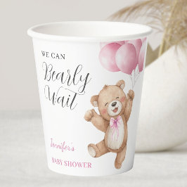 We Can Bearly Wait Girl Teddy Bear Baby Shower Papieren Bekers